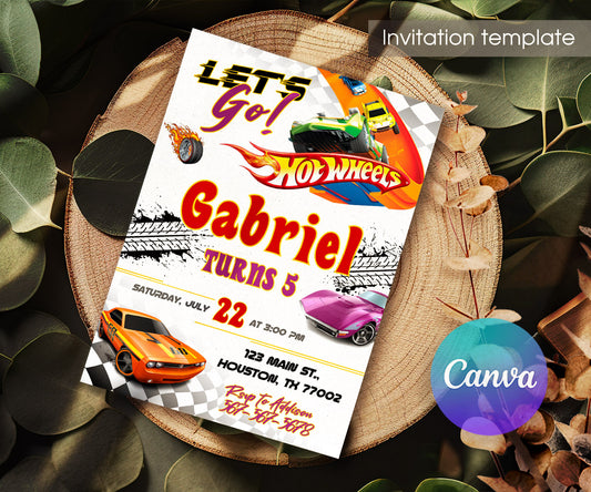 Hot Wheels Racing customizable invitation template | Share or Print | boy | LC748
