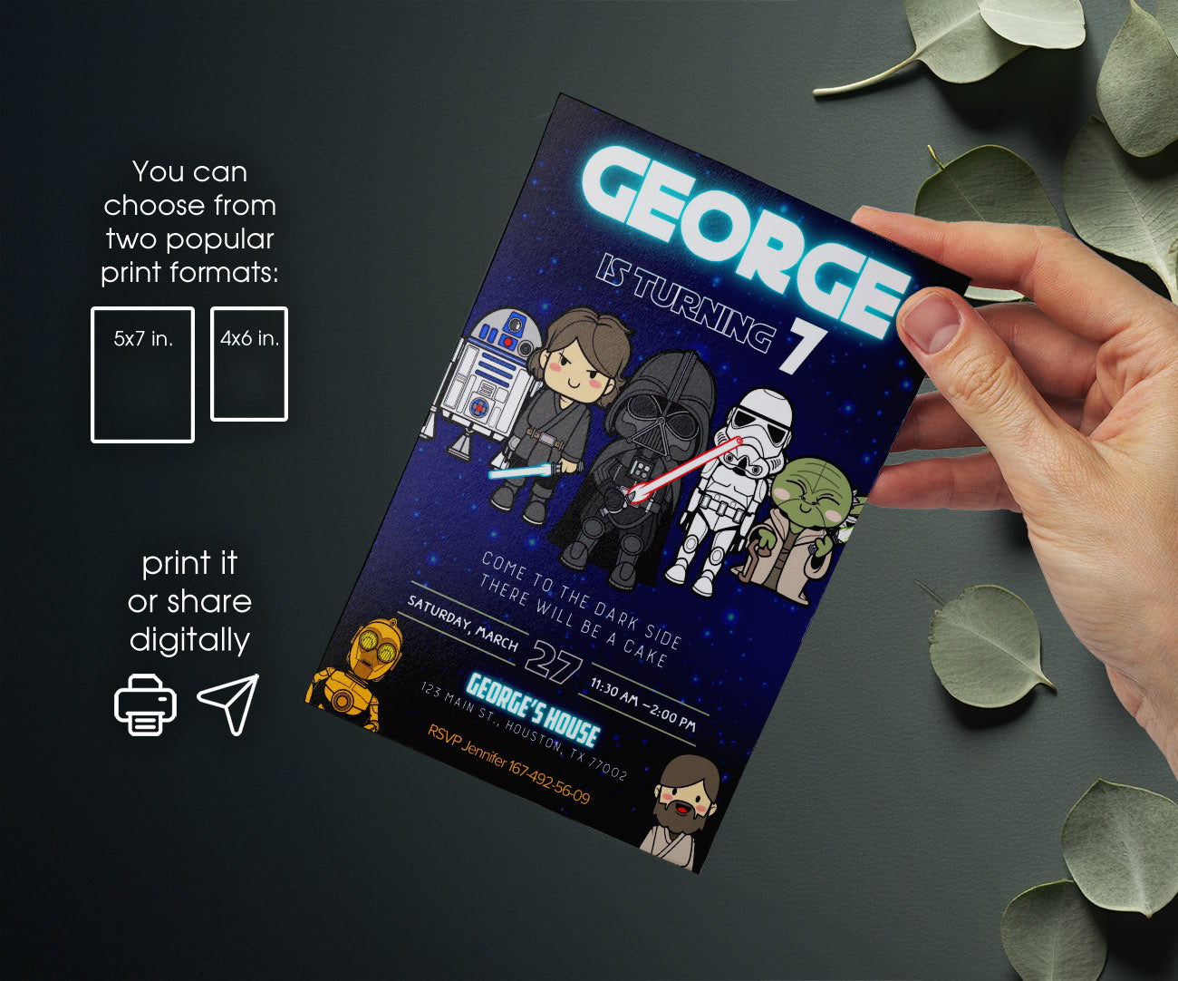 Star Wars Darth Vader customizable invitation template | Share or Print | boy | VL169