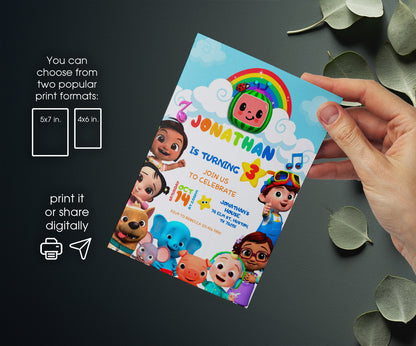 Cocomelon customizable invitation template | Share or Print | JQ740