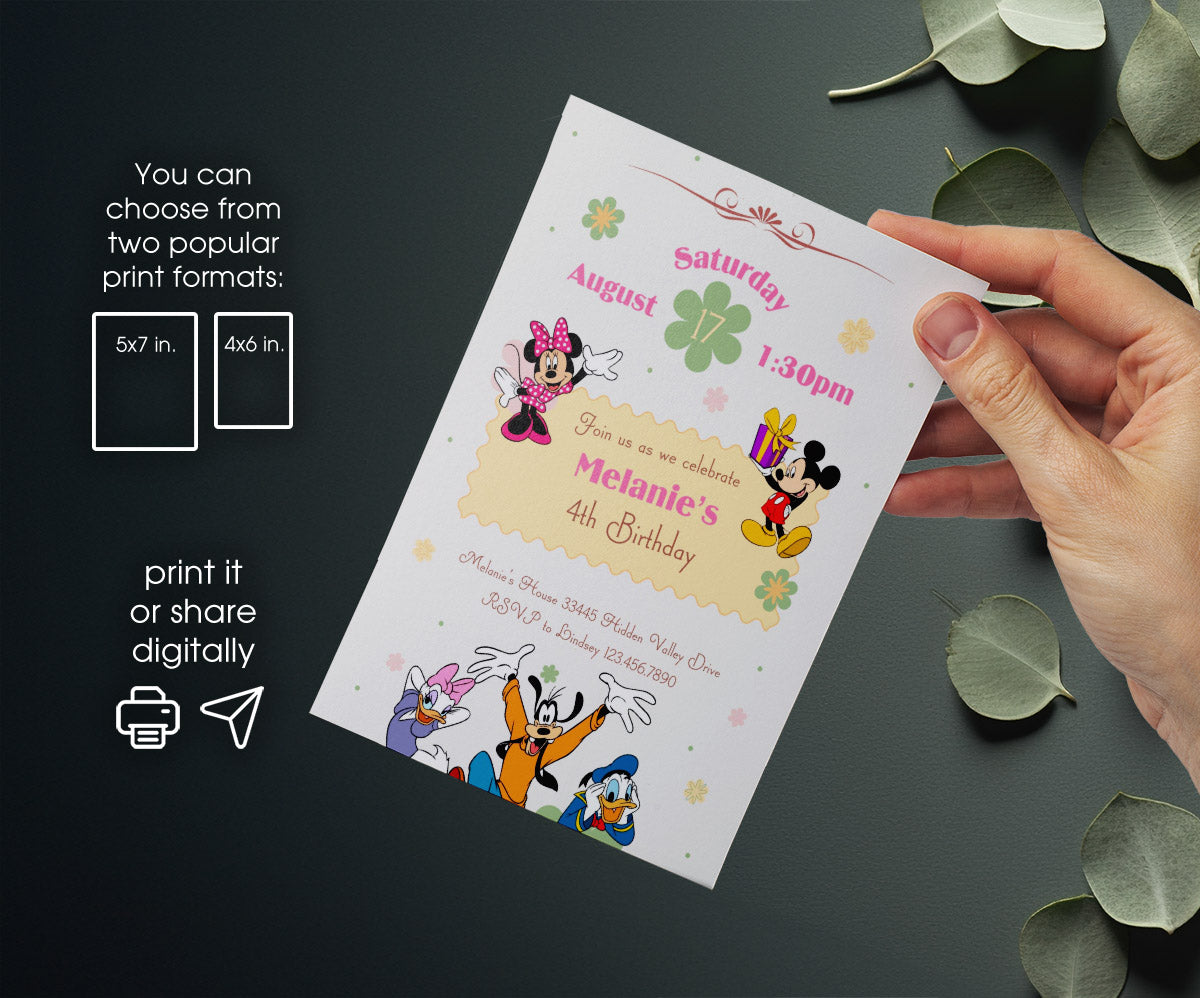 Mickey Mouse and Friends customizable invitation template | Share or Print | FW185