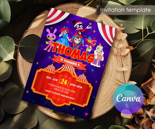 The Amazing Digital Circus customizable invitation template | Share or Print | AV020