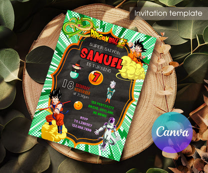 Dragon Ball Z Anime customizable invitation template | Share or Print | boy | WW411