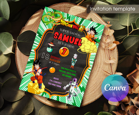 Dragon Ball Z Anime customizable invitation template | Share or Print | boy | WW411