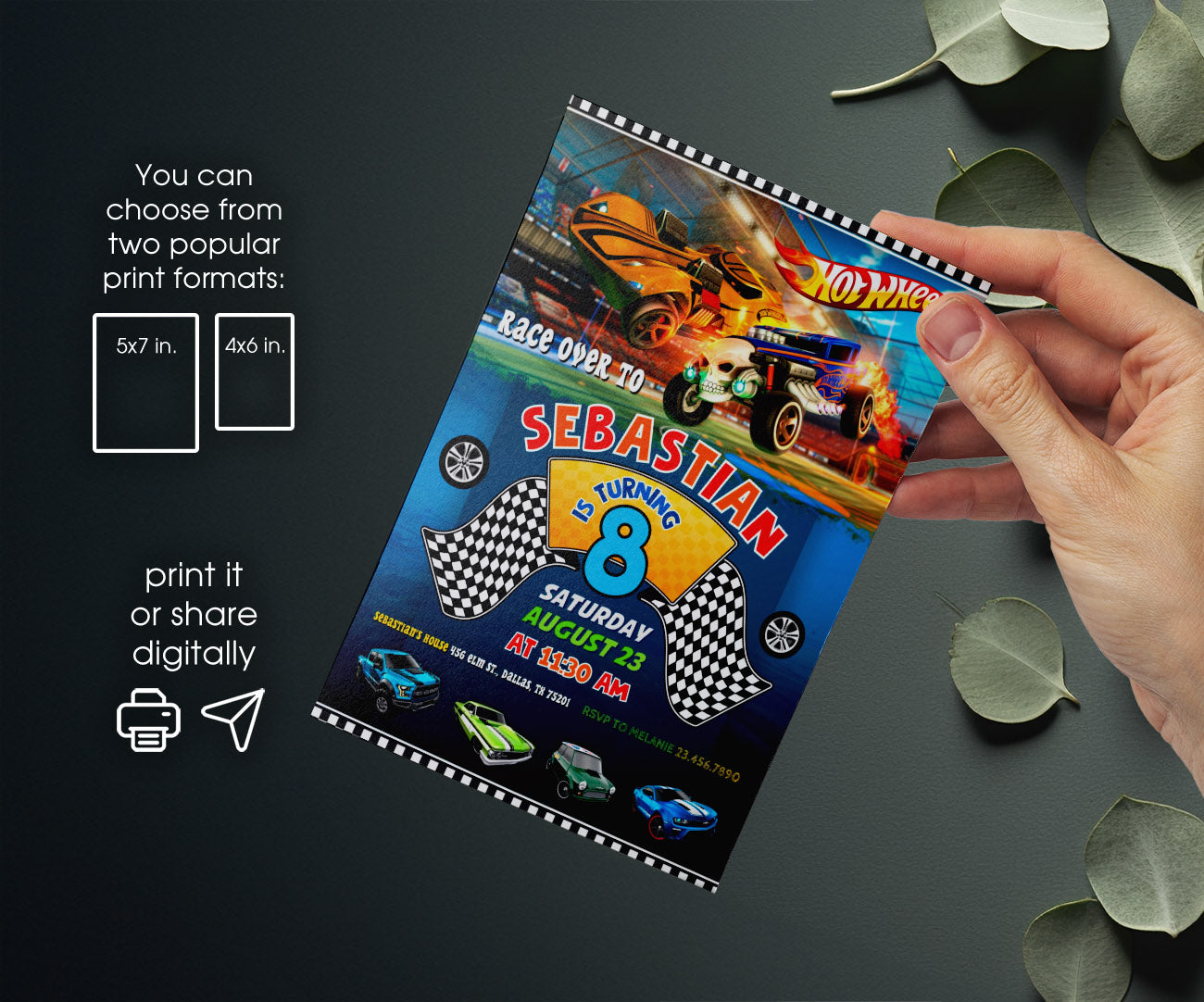 Hot Wheels Racing customizable invitation template | Share or Print | boy | ZC493