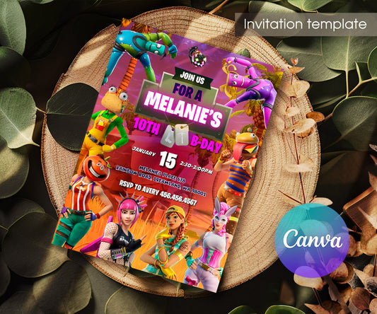 Fortnite Gamer customizable invitation template | Share or Print | boy | DY603