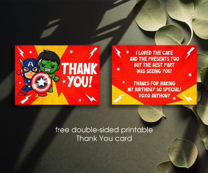 Avengers Marvel Superhero customizable invitation template | Share or Print | boy | FW020