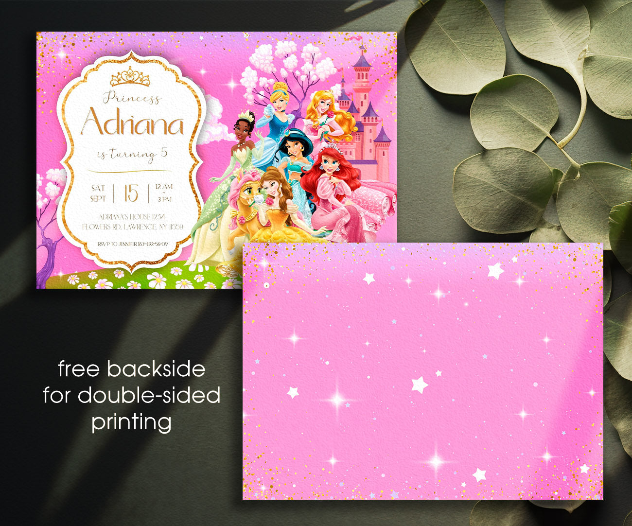 Disney Princess customizable invitation template | Share or Print | girl | ZY286