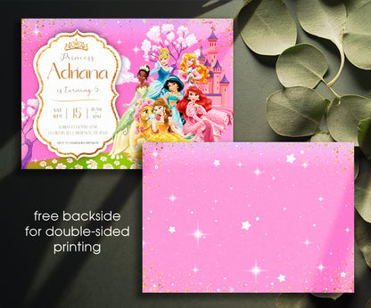 Disney Princess customizable invitation template | Share or Print | girl | ZY286