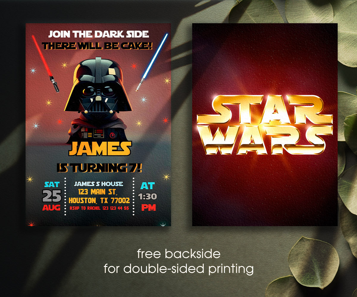 Star Wars Darth Vader customizable invitation template | Share or Print | boy | ID031