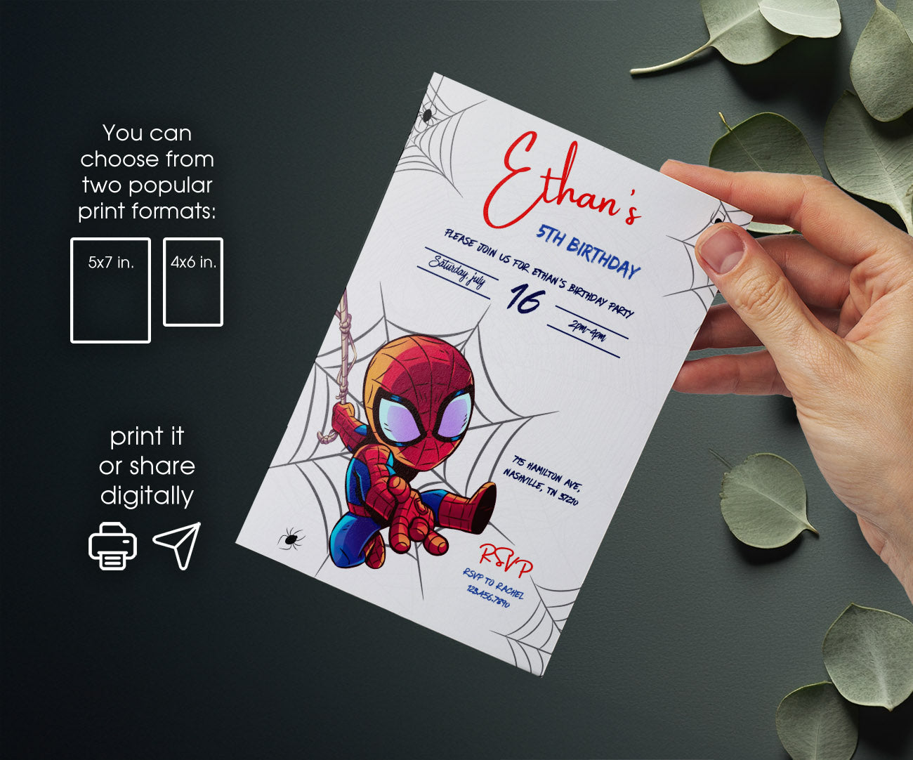 Spidey and His Amazing Friends customizable invitation template | Share or Print | boy | YP947