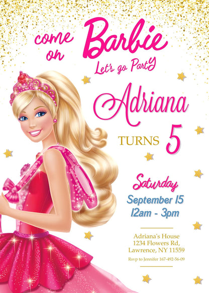 Barbie Pink customizable invitation template | Share or Print | girl | UP651