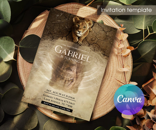 Lion King Mufasa Simba customizable invitation template | Share or Print | KM835