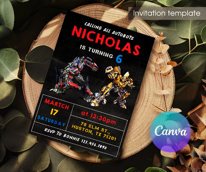 Transformers Rescue Bots customizable invitation template | Share or Print | boy | BH975