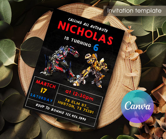 Transformers Rescue Bots customizable invitation template | Share or Print | boy | BH975