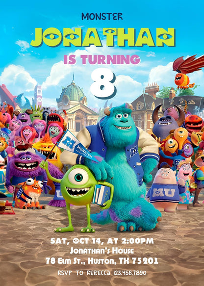 Monsters, Inc. customizable invitation template | Share or Print | JH728