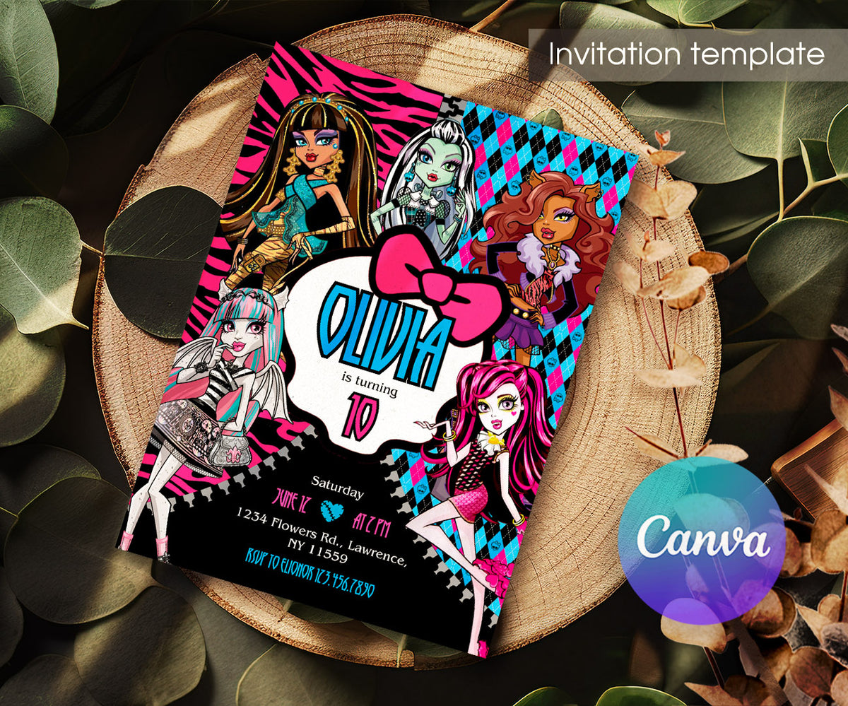 Monster High customizable invitation template | Share or Print | girl | LM786