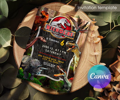 Jurassic Park Dinosaur customizable invitation template | Share or Print | MT493