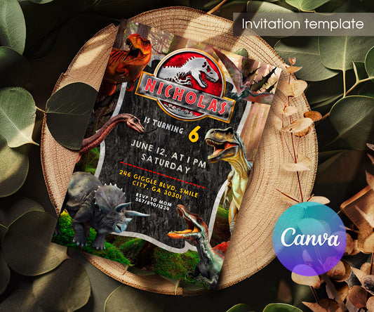 Jurassic Park Dinosaur customizable invitation template | Share or Print | MT493