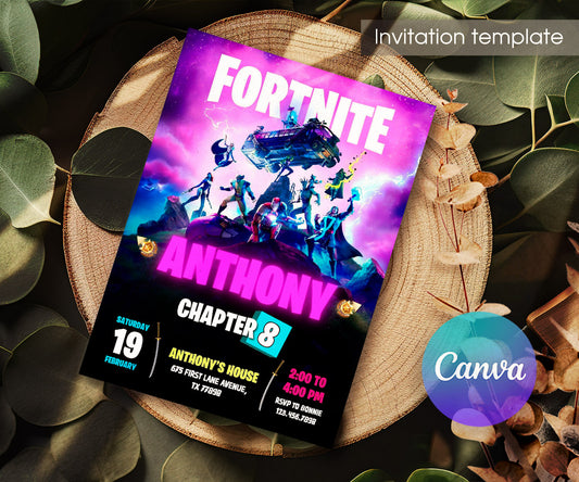 Fortnite Gamer customizable invitation template | Share or Print | boy | HC462