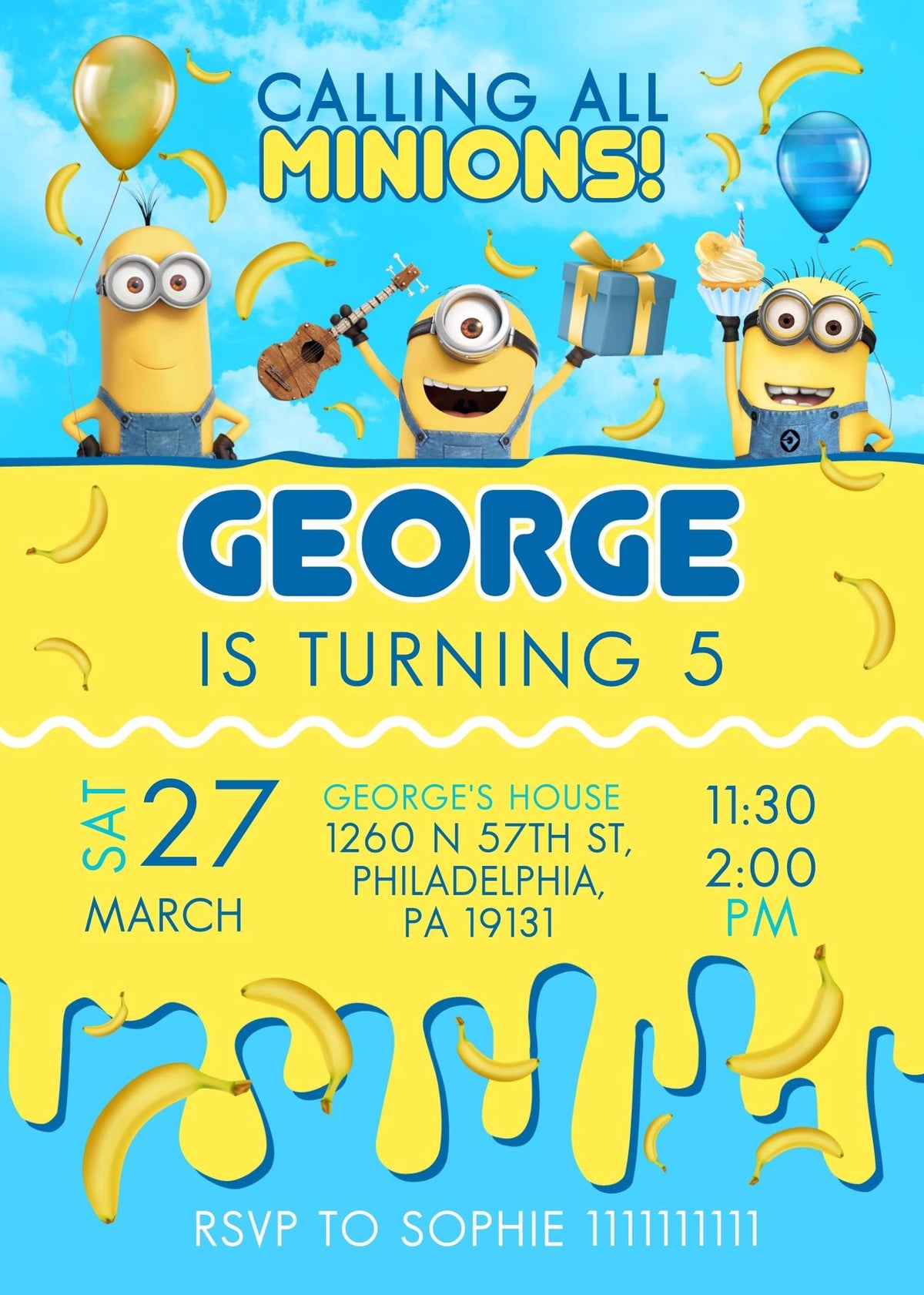 Minions Despicable Me customizable invitation template | Share or Print | AW111