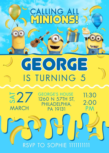 Minions Despicable Me customizable invitation template | Share or Print | AW111