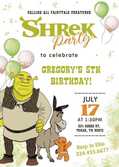 Shrek customizable invitation template | Share or Print | MK303