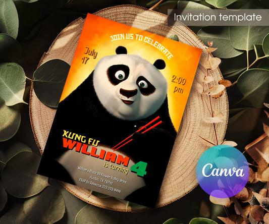 Kung Fu Panda Po customizable invitation template | Share or Print | XZ635