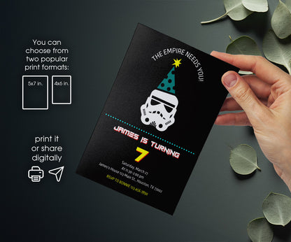 Star Wars Darth Vader customizable invitation template | Share or Print | boy | WF468