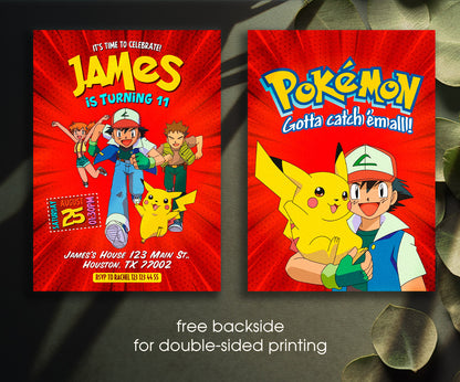 Pokemon Pikachu customizable invitation template | Share or Print | HH155