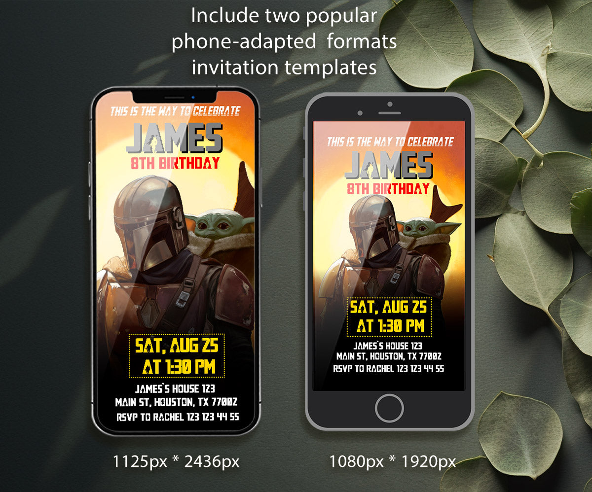 The Mandalorian Star Wars Grogu customizable invitation template | Share or Print | boy | QS795