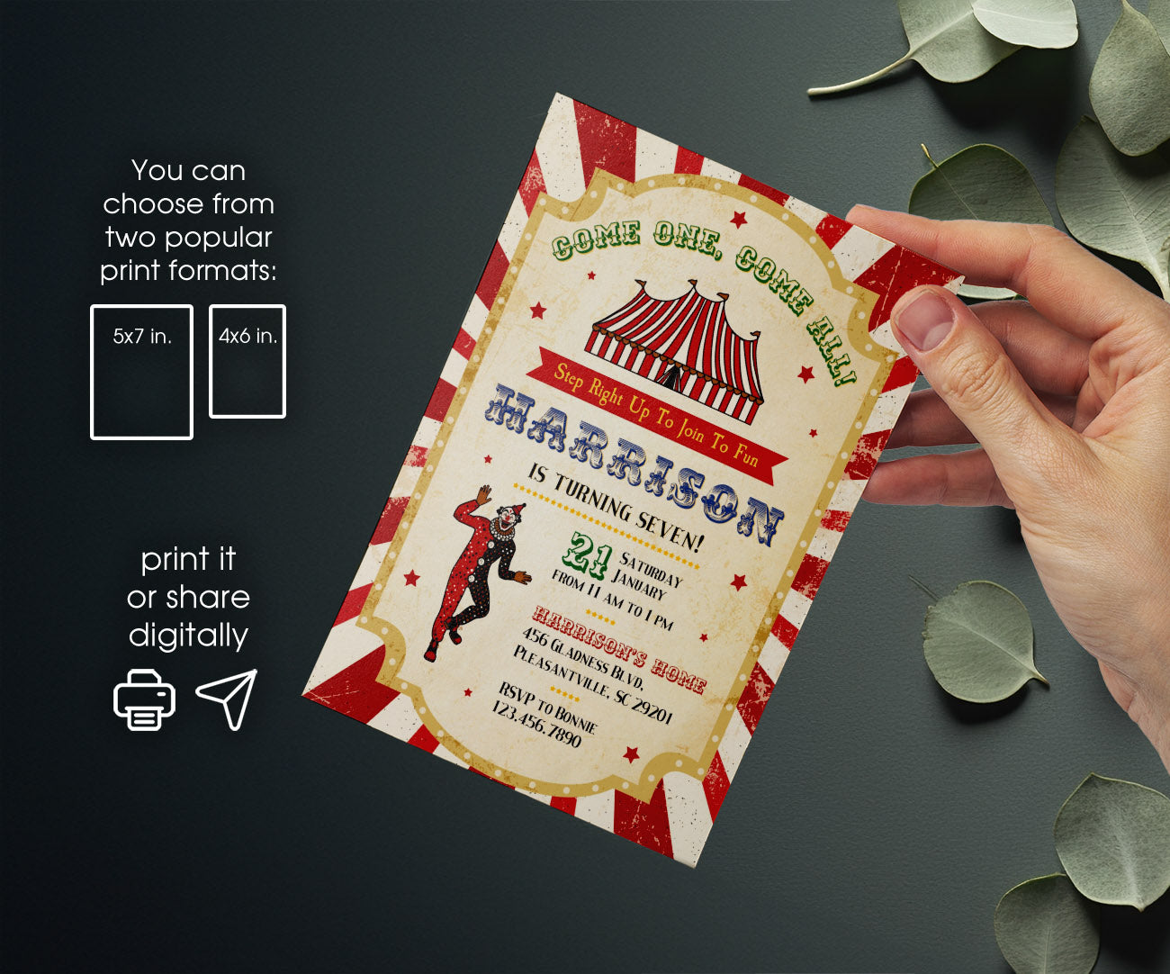 Circus Carnival customizable invitation template | Share or Print | BF681