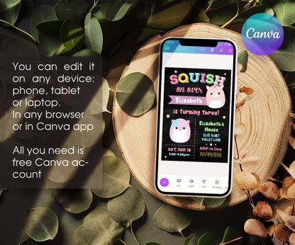 Squishmallows customizable invitation template | Share or Print | WM456
