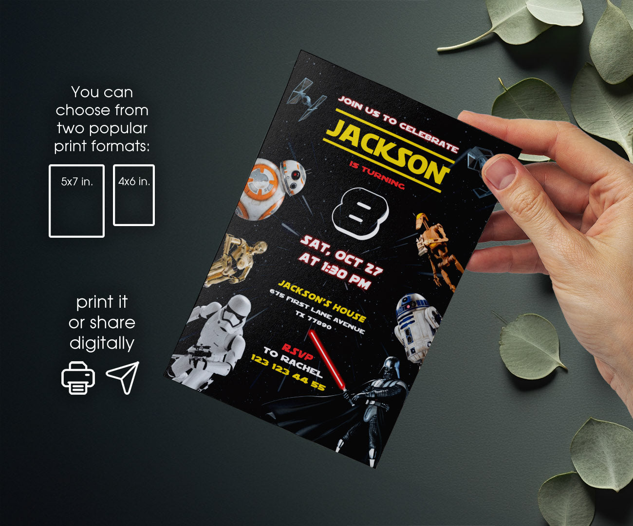 Star Wars Darth Vader customizable invitation template | Share or Print | boy | JK159