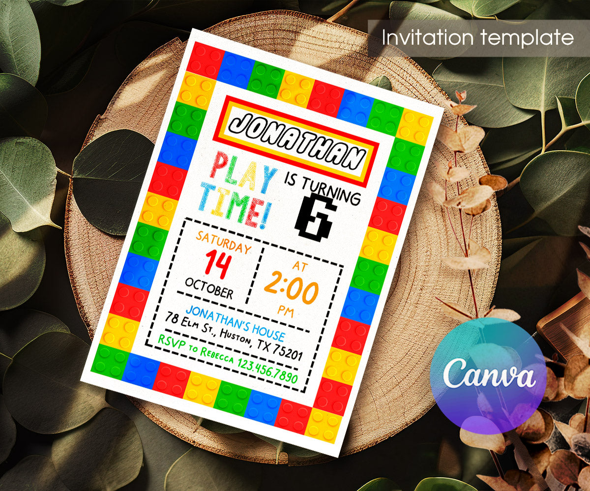 Lego customizable invitation template | Share or Print | IQ265