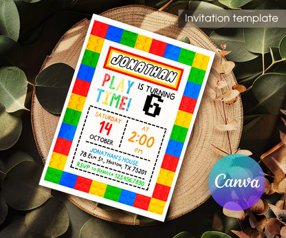 Lego customizable invitation template | Share or Print | IQ265