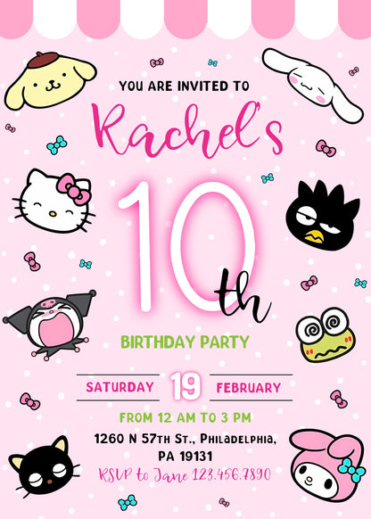 Hello Kitty Sanrio customizable invitation template | Share or Print | WJ842