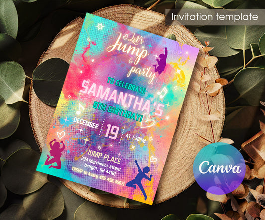 Trampoline Jump Party customizable invitation template | Share or Print | IZ695