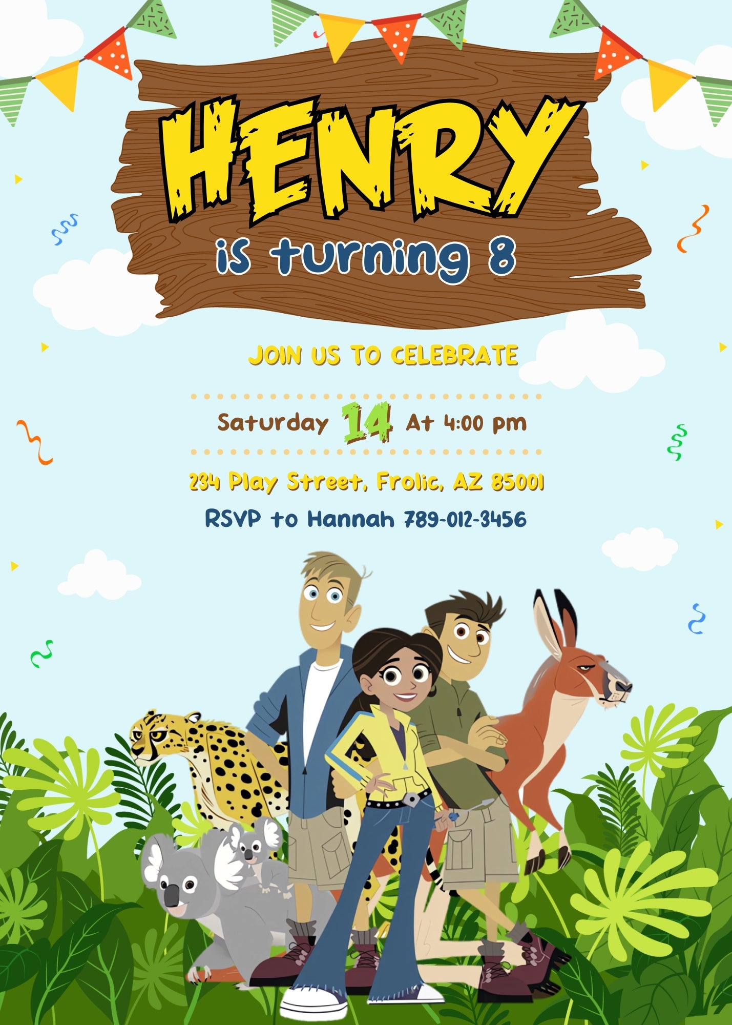 Wild Kratts Creature Hero customizable invitation template | Share or Print | RC210