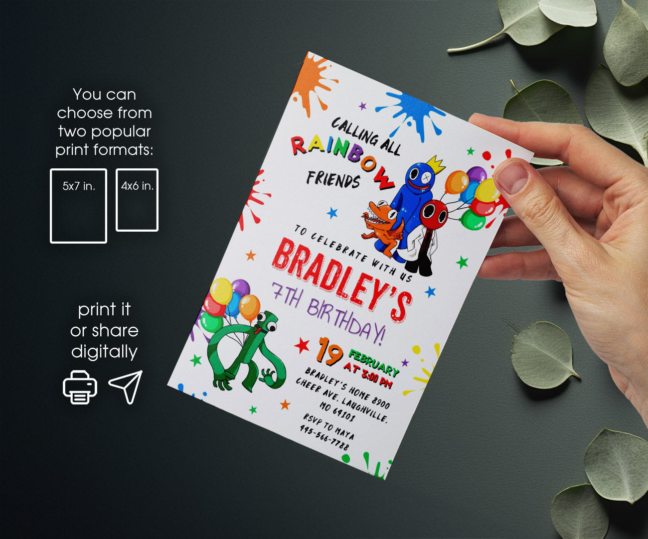 Rainbow Friends customizable invitation template | Share or Print | QH853