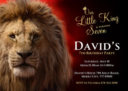 Lion King Mufasa Simba customizable invitation template | Share or Print | RW468
