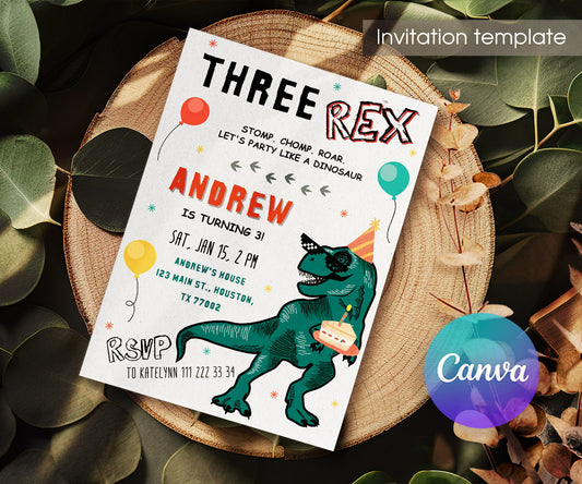 Dinosaur T-Rex customizable invitation template | Share or Print | CU999