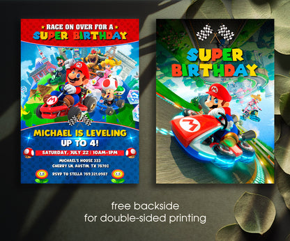 Mario Kart Gamer customizable invitation template | Share or Print | boy | WU211