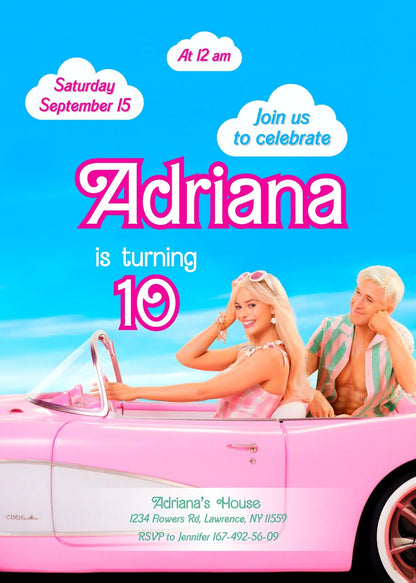Barbie Pink customizable invitation template | Share or Print | girl | XS880