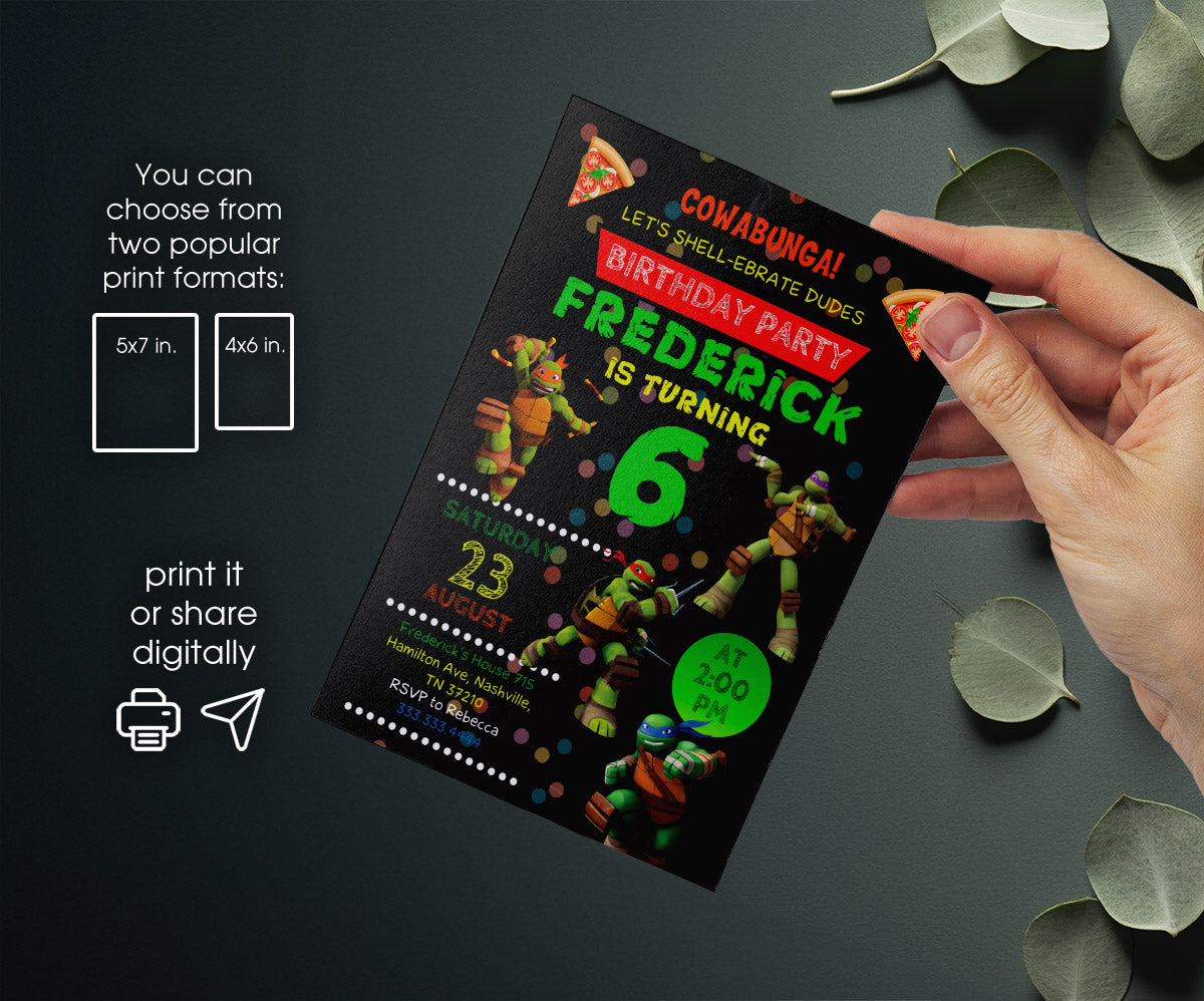 Teenage Mutant Ninja Turtles customizable invitation template | Share or Print | boy | DD658