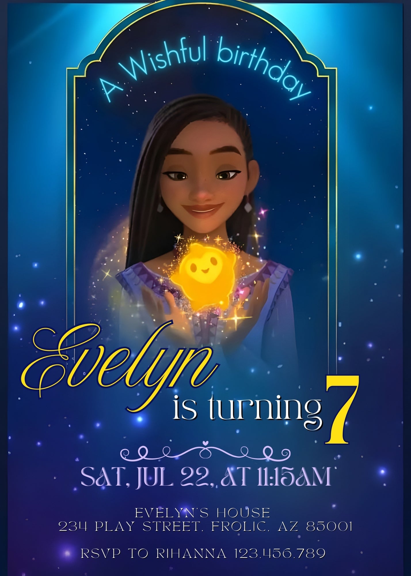 Wish Magic Asha customizable invitation template | Share or Print | girl | NY802