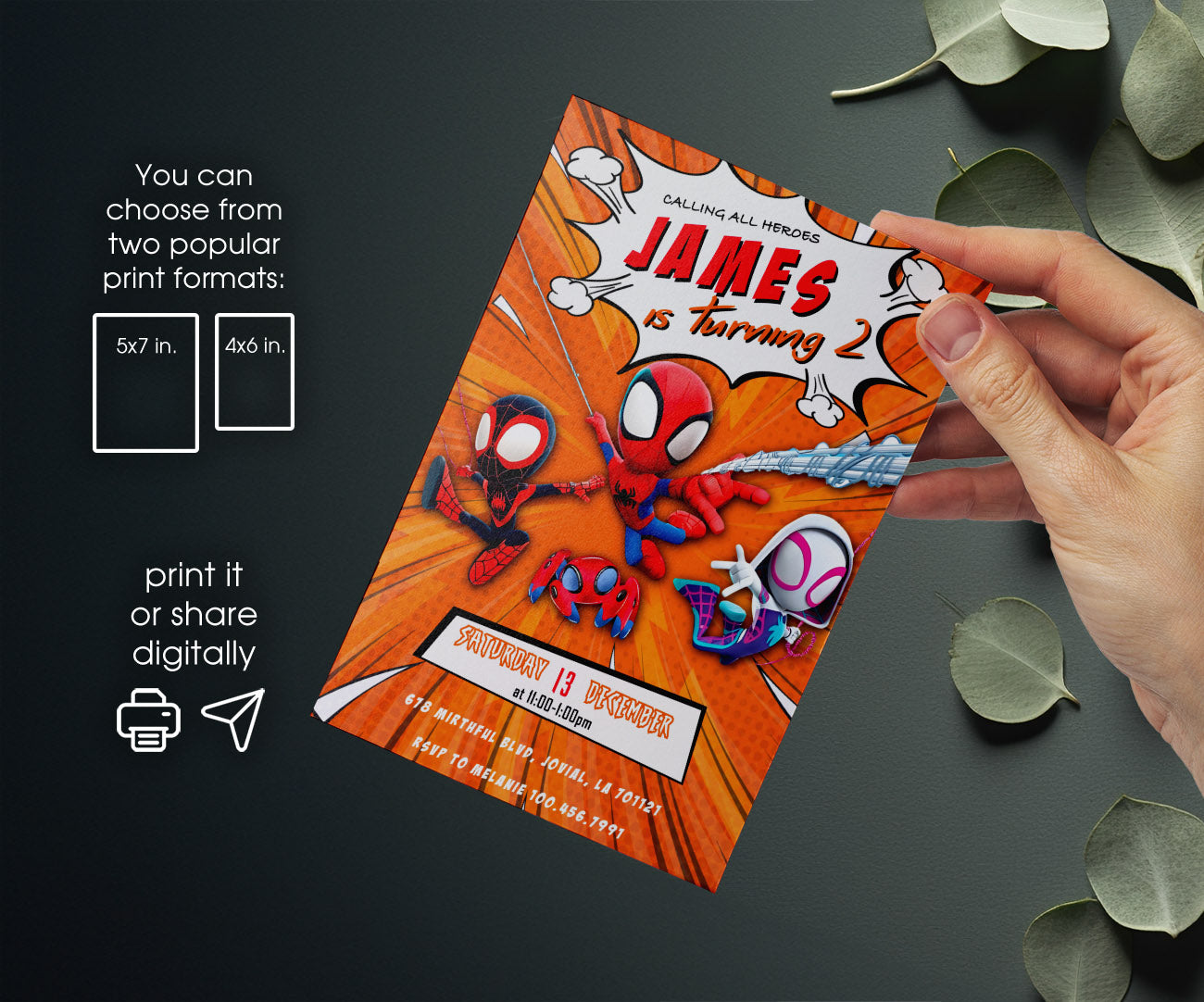 Spidey and His Amazing Friends customizable invitation template | Share or Print | boy | WB571