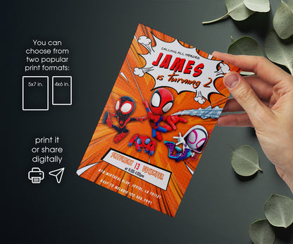 Spidey and His Amazing Friends customizable invitation template | Share or Print | boy | WB571