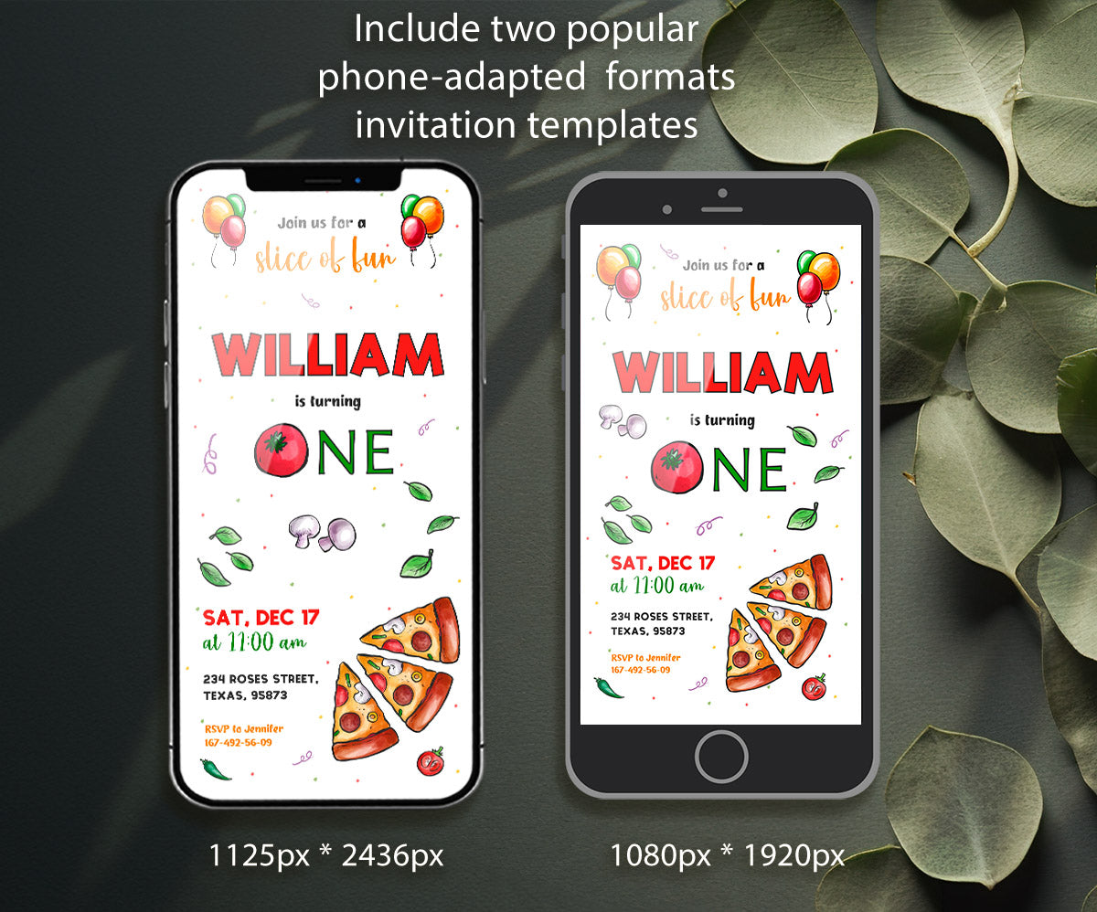 Pizza 1st Party customizable invitation template | Share or Print | RG261