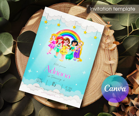 Disney Princess customizable invitation template | Share or Print | girl | XX181