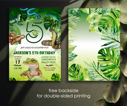Reptile Lizard Snake customizable invitation template | Share or Print | PC814